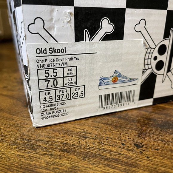 VANS Old Skool One Piece Devil Fruit Women 7 Blue 2022 Anime Straw Hat Crew - Picture 8 of 8